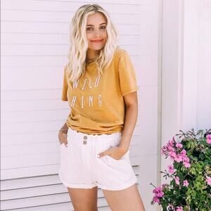 Blank Paige Yellow Wild Thing Rope Embroidered Short Sleeve T-Shirt Size Small